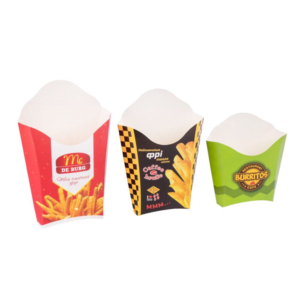 Упаковка для картофеля фри цветная, размер – S (100-150 грамм продукта) - studio13.com.ua фото 5