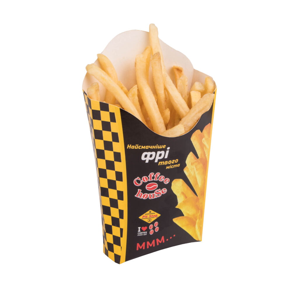 Упаковка для картофеля фри цветная, размер — L (200-250 грамм продукта) - studio13.com.ua фото 2