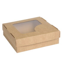 Упаковка для суші крафт (кришка-дно-вікно), розмір – ХL (160x160x50 мм) - Студія-13 фото Упаковка для суші крафт (кришка-дно-вікно), розмір – ХL (160x160x50 мм) - studio13.com.ua фото