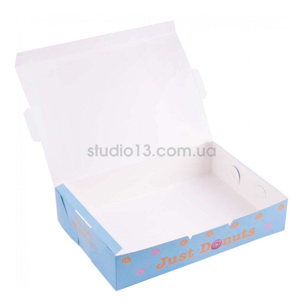 Упаковка для пончиков/кондитерских изделий цветная (клеевая), размер – М - studio13.com.ua фото 6