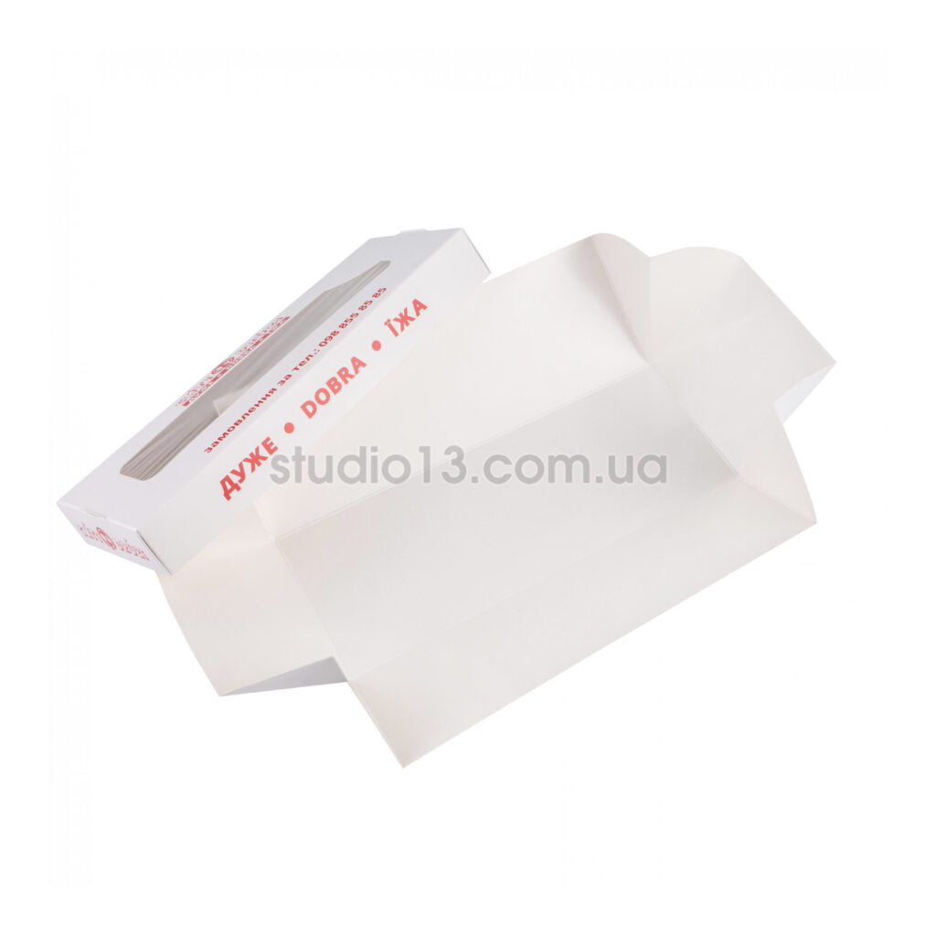 Упаковка для хот-догов (крышка-дно-окно), белая , размер  – М - studio13.com.ua фото 3