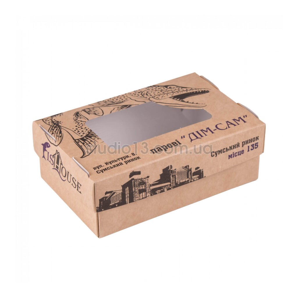 Упаковка для суши крафт (крышка-дно-окно), размер – XS (140x90x50 мм) - studio13.com.ua фото 4