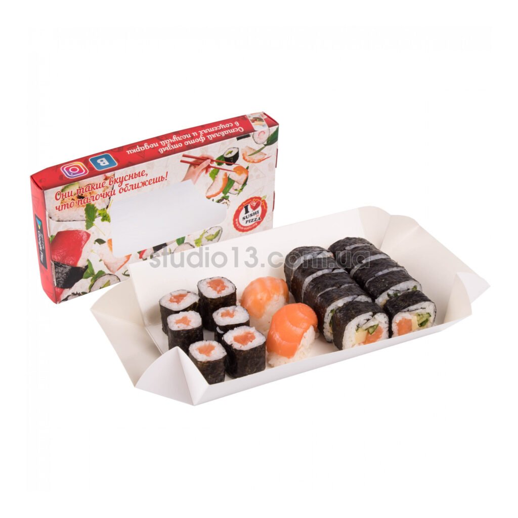 Упаковка для суши цветная (крышка-дно-окно), размер – S (100x180x65 мм) - studio13.com.ua фото 5