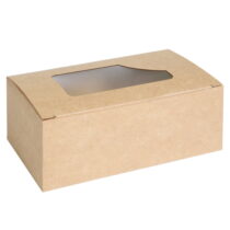 Упаковка для їжі/картоплі фрі/напівфабрикати, фудбокс (міді), крафт з вікном, розмір – М - Студія-13 фото Упаковка для їжі/картоплі фрі/напівфабрикати, фудбокс (міді), крафт з вікном, розмір – М - studio13.com.ua фото