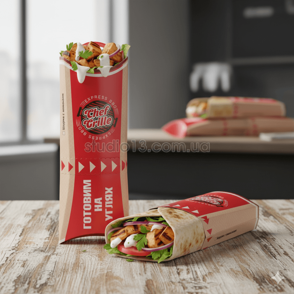Картонная упаковка для шаурмы